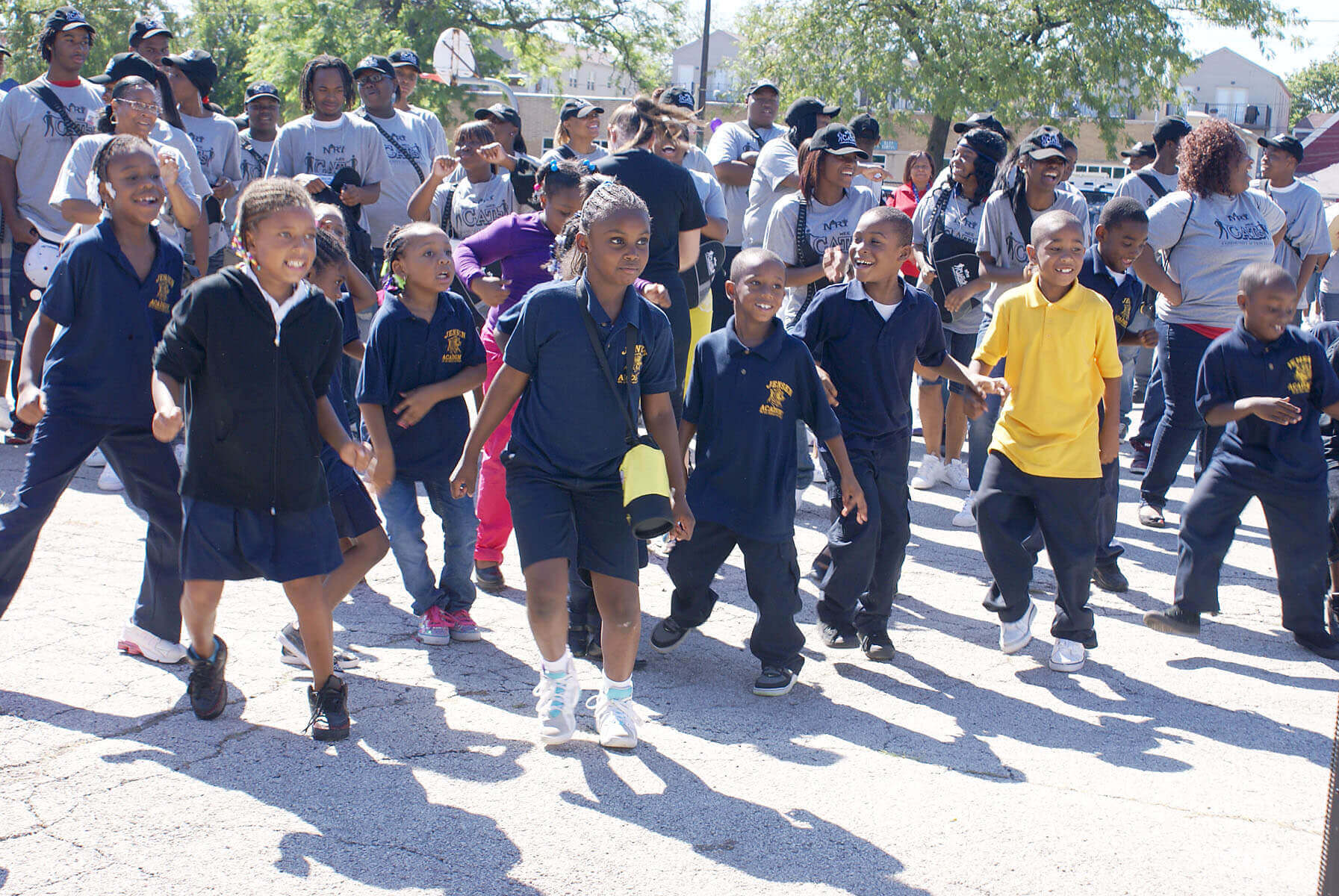 Young people and community members participating in an outdoor CAP activity