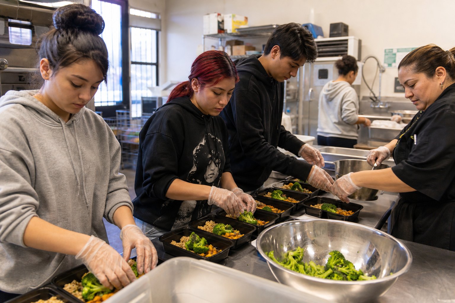 Joliet teenagers preparing healthy meals through service learning