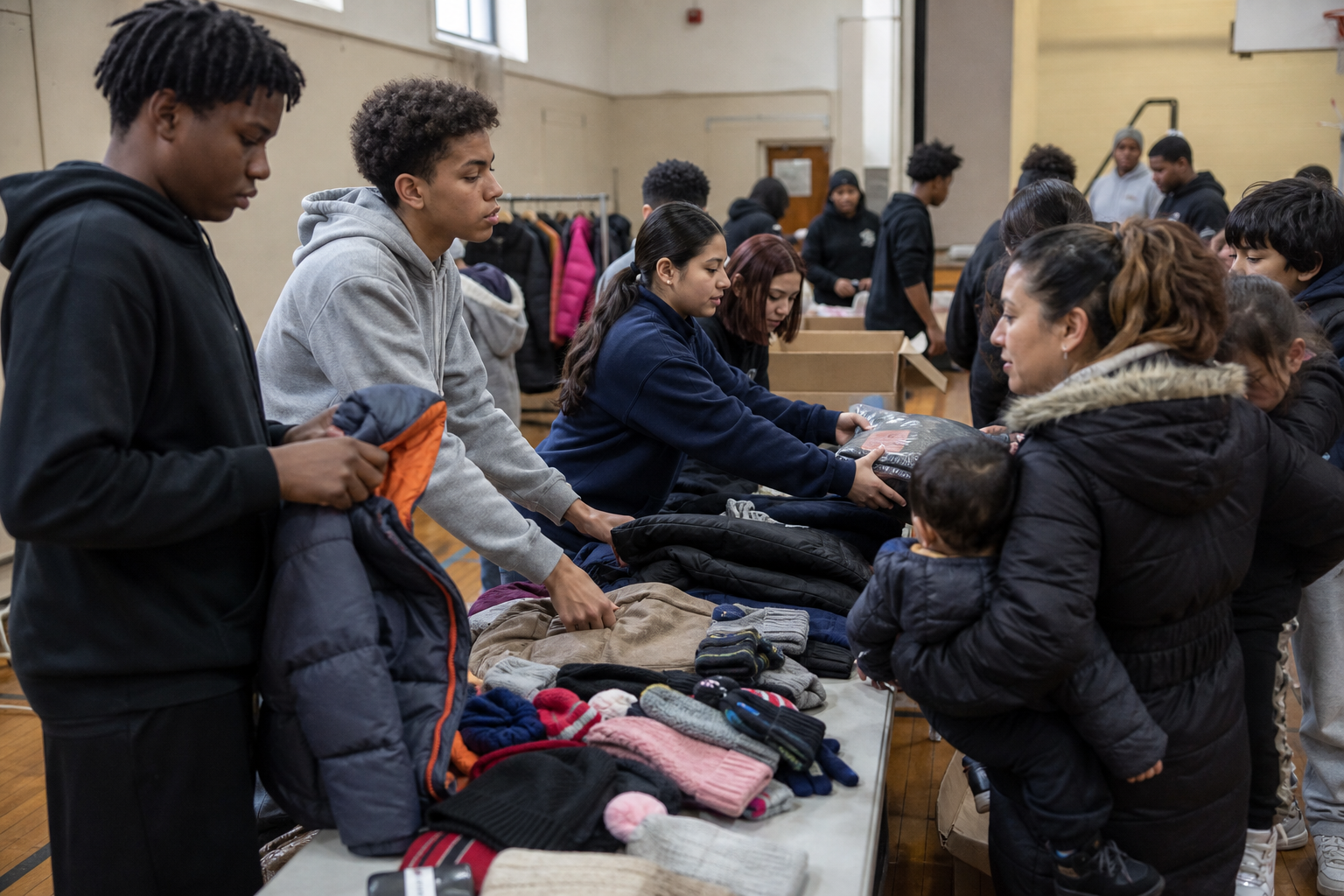 New City youth organizers distributing winter clothing to families